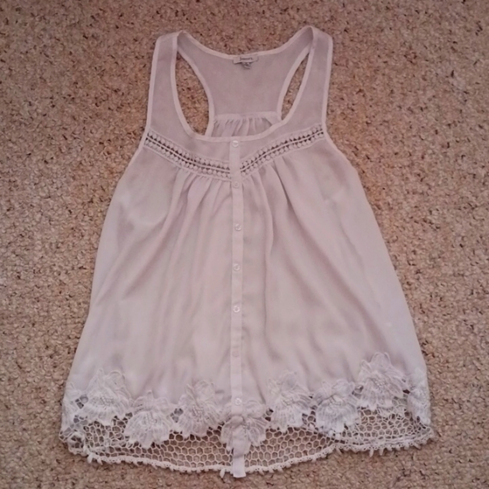 Jodifl White Lace Racerback  Tank